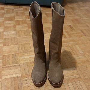 Frye Brown Suede Knee-High Boots. NWOT